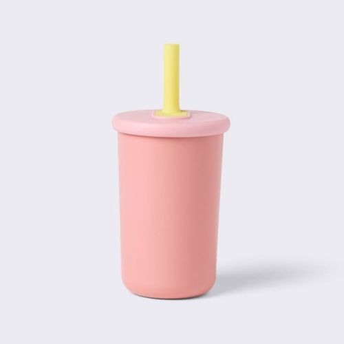 10 fl oz Stainless Steel Straw Tumbler Pink - Cloud Island™