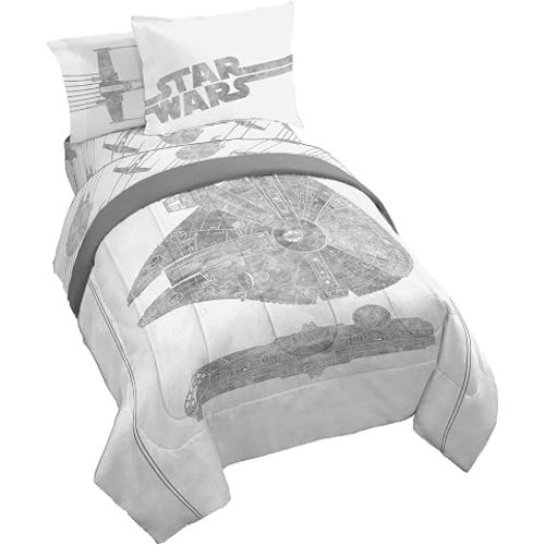 Star Wars Full Size Comforter Set 7 Piece Soft Bedding for Boys, White