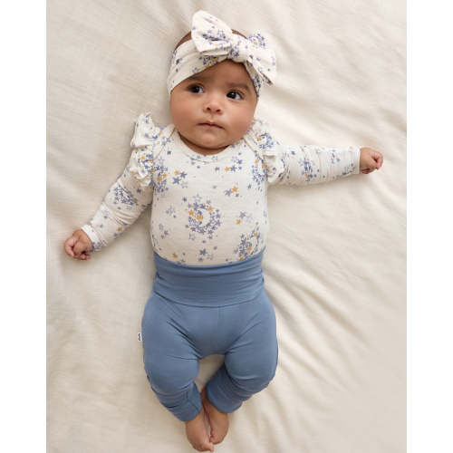 Hazy Blue Fold Over Legging | Little Sleepies