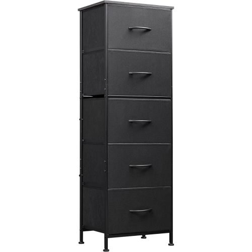 WLIVE Tall Dresser for Bedroom, 5 Drawer Dresser, Charcoal Black