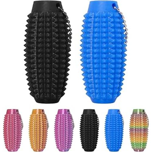 2PCS Little Ouchies Fidget Toys,Pain Stim Fidget Toy Reduce Stress for Adults,Anxiety Relief Pain Stim,Spiky Fidget Keychain for Anxiety and Stress Reduction,Novelty Gifts for Friends( Black and Blue)