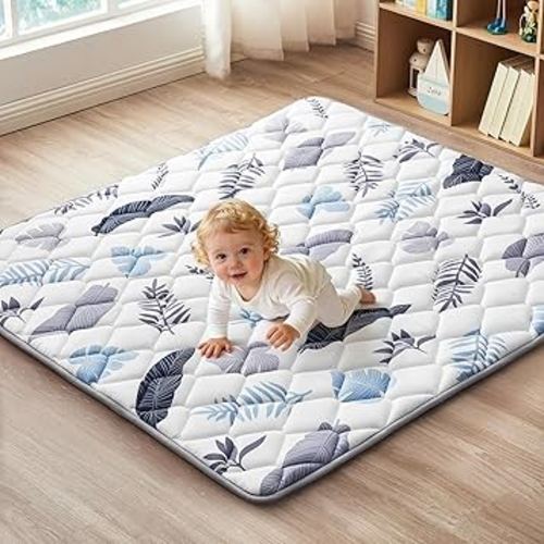 Baby Play Mat, Non-Slip, Soft, Thicker, Portable, Crawling Mat for Babies, Toddlers & Infants, 71"x59", Earth White Tones