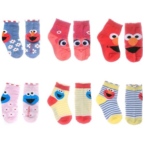 Sesame Street girls Sesame Street Quarter Socks, Chambray Heather (6 Pack), X-Small US