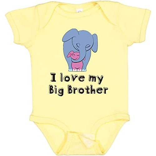 inktastic I Love My Big Brother Elephant Blue Pink Baby Bodysuit