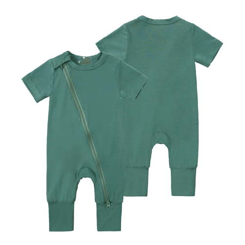 Bellafa Baby Boy Girl Rayon of Bamboo Summer Sleeper Infant Soft Short Sleeve Zipper Footless One-piece Romper Pajamas