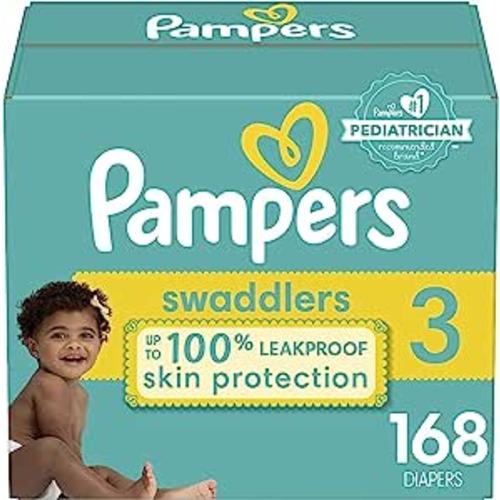 Amazon.com: Diapers Size 3, 168 Count - Pampers Swaddlers Disposable Baby Diapers (Packaging & Prints May Vary) : Baby