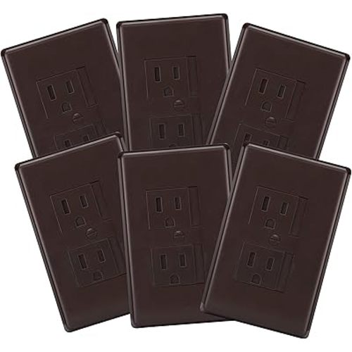 6-Pack Safety Innovations Self-Closing (1Screw) Standard Outlet Covers - An Alternative To Wall Socket Plugs for Child Proofing Outlets, (Espresso)