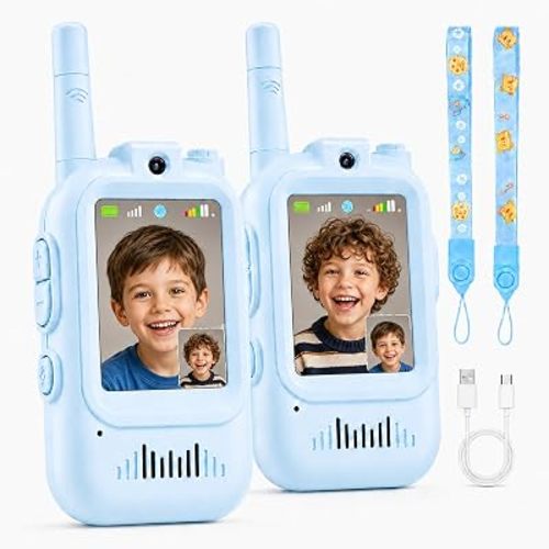 Video Walkie Talkies for Kids, 2 Pack Rechargeable with Screen