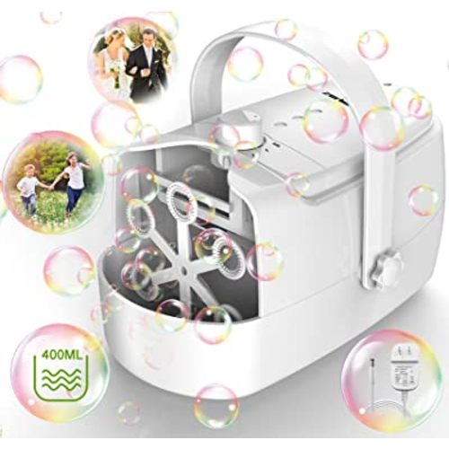 Bubble Machine Durable Automatic Bubble Blower, 8000+ Bubbles Per Minute Bubbles for Kids Toddlers Bubble Maker Operated by Plugin or Batteries Bubble Toys for Indoor Outdoor Birthday Party