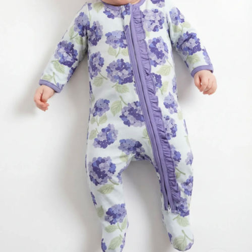 Zipper One-Piece - Organic Baby Clothes - Monica + Andy - Iris Hydrangea