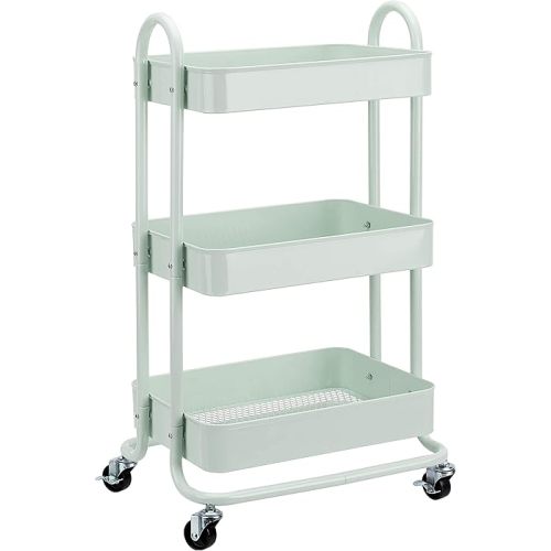 Amazon.com: Amazon Basics 3-Tier Metal Rolling Utility or Kitchen Cart - Mint Green : Office Products
