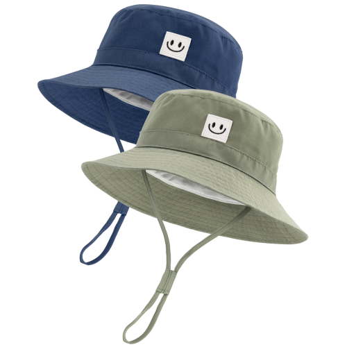 FURTALK 2PC Baby Sun Hat Smile Face Toddler Boys Girls Bucket Hat 0-5 Years Kids UPF 50+ Sun Protection Summer Hats