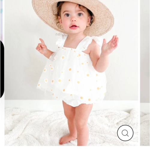 Dixie Dress Romper - Pickin' Daisies - Bailey's Blossoms - 0-3 Months