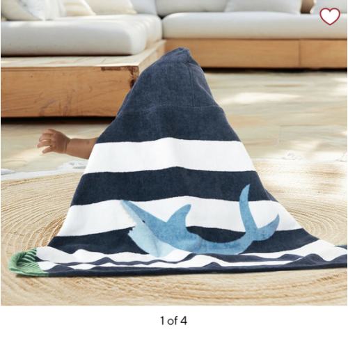 Rugby Stripe Shark Baby Beach Hooded Towel UPF 50+