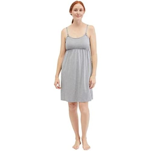 Motherhood Maternity Women's Lace Trim Clip Down Nursing Nightgown & Lounge Dress for Breastfeeding