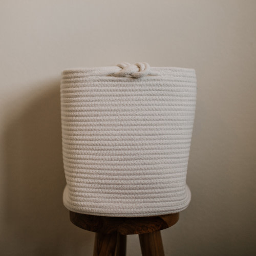 Parker Baby Co. Rope Cube Storage Basket - White
