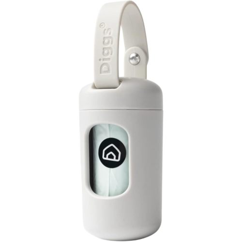 DIGGS Dog Poop Bag Dispenser for Leash - Premium Dog Waste Bag Holder with Easy One-Hand Dispensing (Ash)