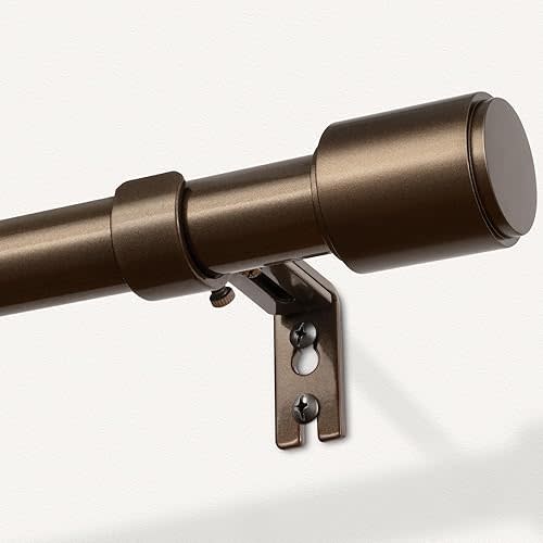 Curtain Rods for Windows 32 to 144, Bronze Curtain Rod, 1 Inch Heavy Duty Decorative Drapery Rods with Adjustable Length for Living Room, Bedroom, Outdoor/Indoor