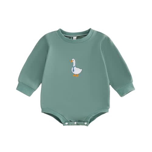 Baby Boy Girl Sweatshirt Romper Long Sleeve Bubble Bodysuit | Unisex Baby Long Sleeve Oversize Romper Top, Baby Goose Clothes Fall, Ideal for Farm Animal Birthday Outfit&Daliywear