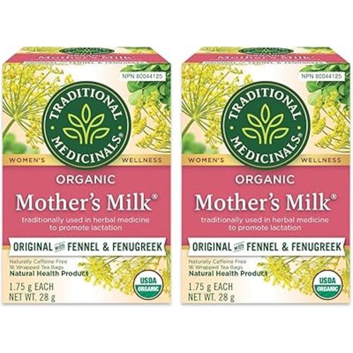 Traditional Medicinals - Organic Mother's Milk Lactation Herbal Tea (Pack of 1) - Supports Breast Milk Production For Nursing Mothers - 16 Tea Bags Total