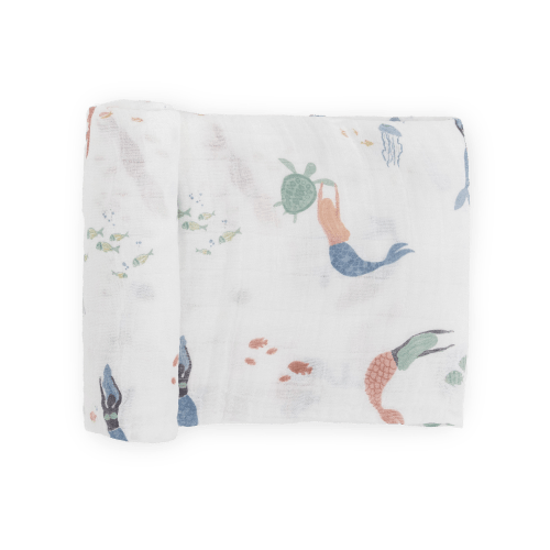 Cotton Muslin Swaddle Blanket - Mermaids