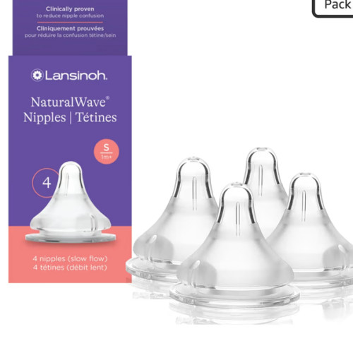 Amazon.com: Lansinoh NaturalWave Baby Bottle Nipples, Extra Slow Flow, Size XS, 0+ Months, 4 Count 100% Soft, Durable Silicone, Made Without BPA BPS, Anti-Colic, Supports Baby's Developing Mouth and Teeth