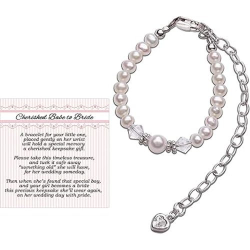 Cherished Moments Babe to Bride Keepsake Bracelet in Sterling Silver and Cultured Pearls for Baby Girl