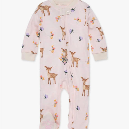 Burt's Bees Baby Girls' Organic Cotton Sleep and Play Footed Pajamas