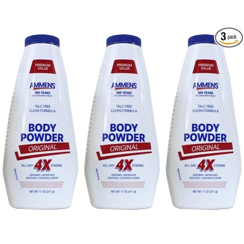 AMMENS BODY Powder Original All Day 4X Strong, 11 oz (Pack of 3)