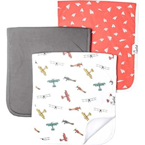 Copper Pearl Premium Baby Burp Cloths - 3-Pack Large Cotton Burp Cloths, Extra Soft Spit Up Rags with 3 Absorbent Layers, Perfect for Baby Boy Gifts (21" x 10" Size, Ace Set)