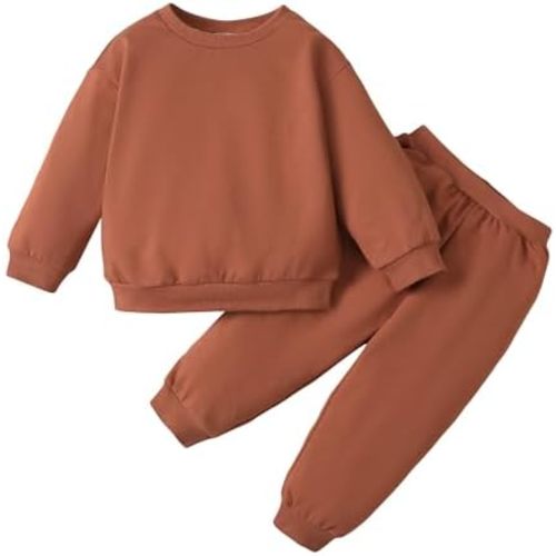 DEFAHN Toddler Baby Boy Girl Clothes Solid Tshirt Short/Long Sleeve Top Pants 2PCS Summer Baby Outfit Set Sweatsuit