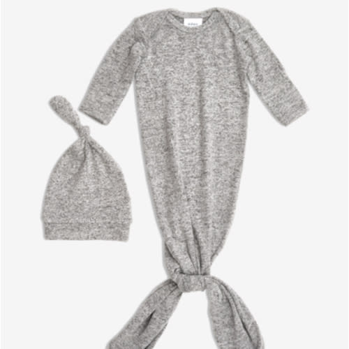 Aden + Anais Snuggle Knit Knotted Gown and Hat Set - Heather gray