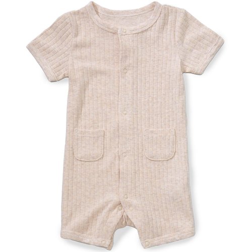 Little Me Baby Boys Bamboo Ribbed Knit Short Sleeve Pocket Shortall