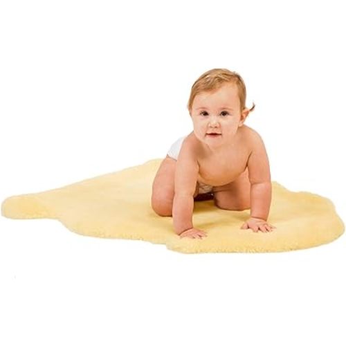 WaySoft Baby Sheepskin Rug, Oeko-TEX Certified, Safe & Natural Nursery Rug, 100% Genuine New Zealand Soft Fur Rug Baby Carpet