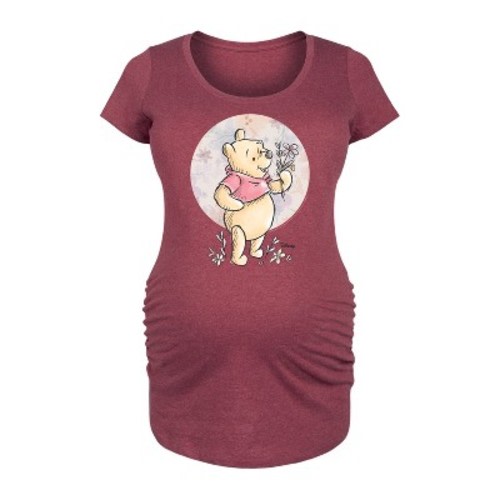 Women's Winnie the Pooh Floral Circle Pooh - Heather Burgundy - Small