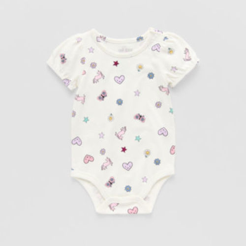 Okie Dokie Baby Girls Round Neck Short Sleeve Bodysuit