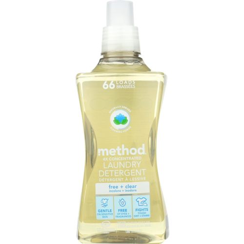 Method Liquid Laundry Detergent; Fragrance Free + Clear; Stain Remover; 66 Loads per 53.5 fl oz bottle; (Pack of 1)