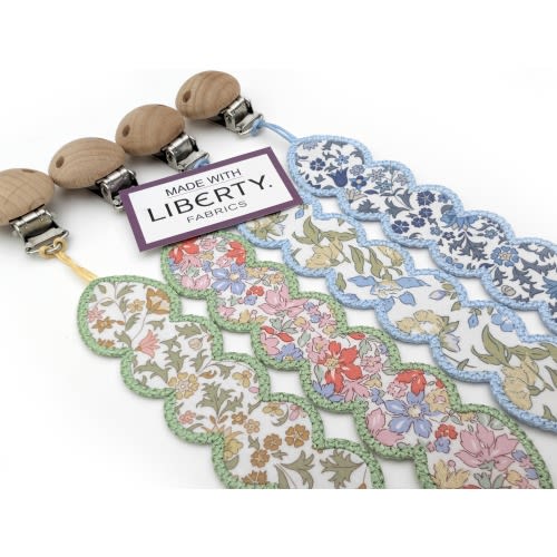 Liberty Fabric Luxury Scallop Style Dummy Clip | Pacifier/Soother Holder | Baby Shower Gift or Newborn Accessory.