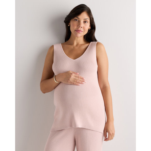 Cotton Cashmere Maternity and Nursing V-Neck Tank - Maternity in Sugar Stone