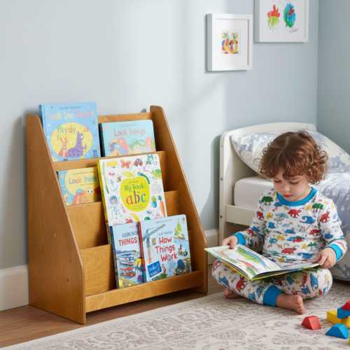 Montessori Bookshelf Kids Room Furniture: Low Baby Book Box Nursery Bookcase Front Facing Shelves For Toddlers