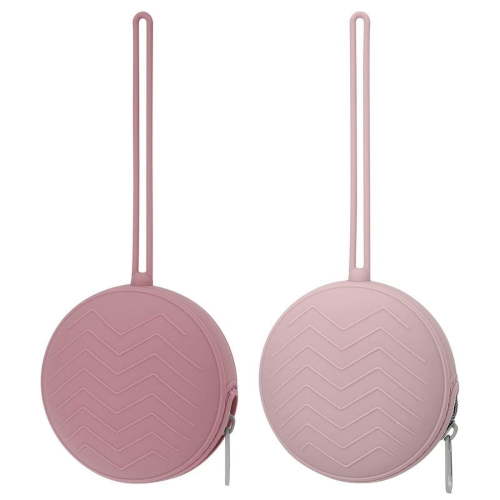 2 Pack Silicone Pacifier Holder Case, BPA Free Newborn Baby Pacifiers Silicone Pouch for Boys & Girls, Portable Silicone Pacifier Container Case (Powder Rose, Dusty Lilac)