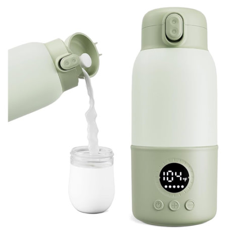 Portable Bottle Warmer for Travel, 2-Min Fast Heating Baby Bottle Warmer,12.8oz Formula Container to Go for Breastmilk, Formula Dispenser with Long-Lasting Keep Warm Function