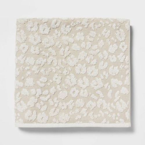 Performance Plus Oversized Bath Towel Cream Leopard - Threshold™: Heavyweight Cotton, Jacquard Terry, Fade-Resistant
