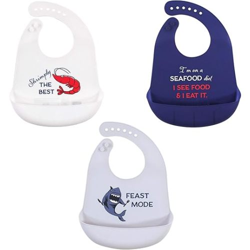 Hudson Baby Unisex Baby Silicone Bibs, Seafood, One Size