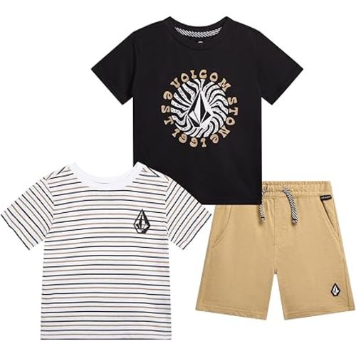 Volcom Baby Boys Shorts Set - 3 Piece Boys Graphic TShirts Tees & Toddler Shorts Set - Kids Clothing Set