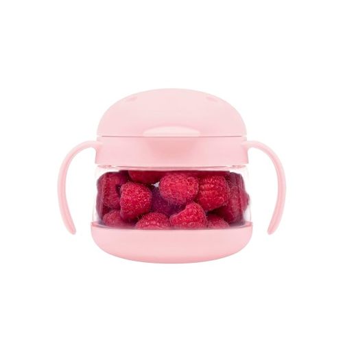 Ubbi Tweat No Spill Snack Container for Kids, BPA-Free, Toddler Travel Bowl, Blush Pink