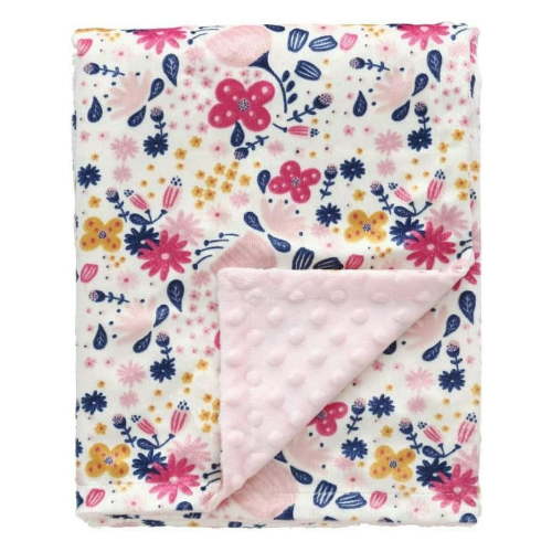CREVENT Minky Floral Baby Blanket for Girls, Soft Plush Receiving Crib Blanket for Newborns Toddlers Bedding - Flowers 30x40 Inches