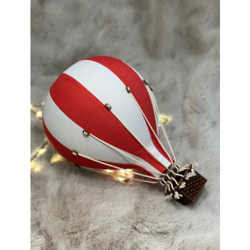Handcrafted Red & White Hot Air Balloon: Nursery Wall Decor