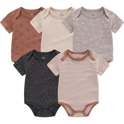 MAMIMAKA Baby Bodysuit Short Sleeve one-Piece Newborn Baby Clothes for Baby Boy and Girls