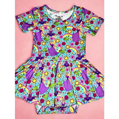Besties in Bloom Bamboo Twirl Dress with snaps
